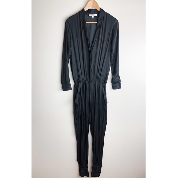 ALEXIS Black Satin Button Jumpsuit - Picture 1 of 13